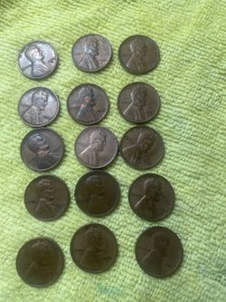 US coins 15 wheat pennies various years