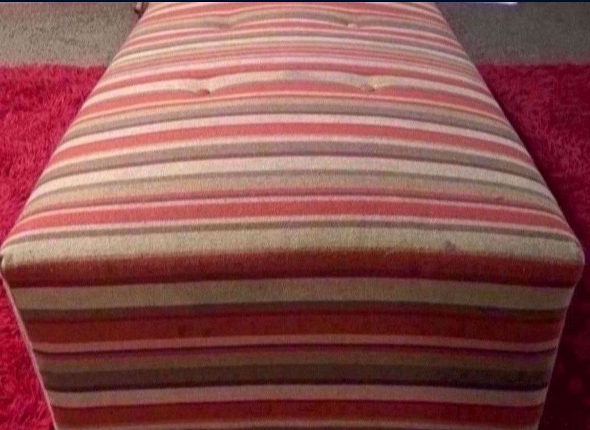 Red Green Tan and Brown Multi-colored Striped Couch Bench