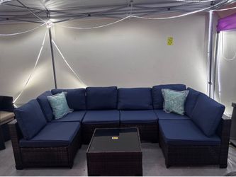 New 7 Pieces Wicker Outdoor Patio Furniture set Sectional Sofa Set ottoman table