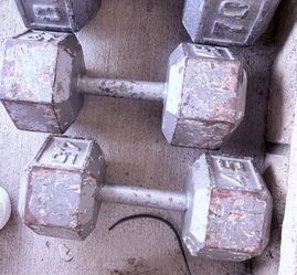 45 lb Dumbbell Pair – Solid Cast Iron Hex Weights