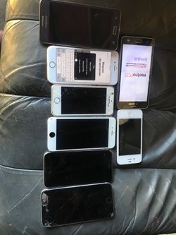8 telefonos 4 iPhone 6 1 iPhone 5 1 iPhone 4 2 samsum todos por $100