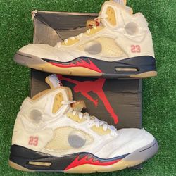 Jordan Off White Sail 5s size 12 USED