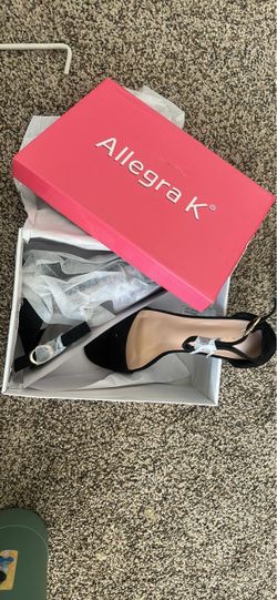 Allegra K Black Ankle Strap Heels