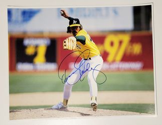 DENNIS ECKERSLEY Signed Photo Oakland A's 11x14 Photo Autograph