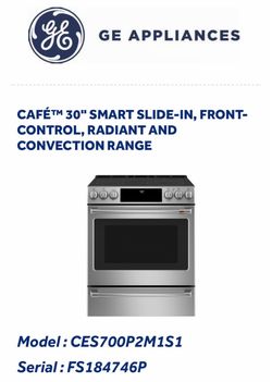 GE Café 30" Smart Slide-In Electric Convection Range.