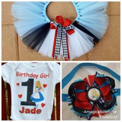 Alice in Wonderland Birthday Tutu Set - Size 18 months