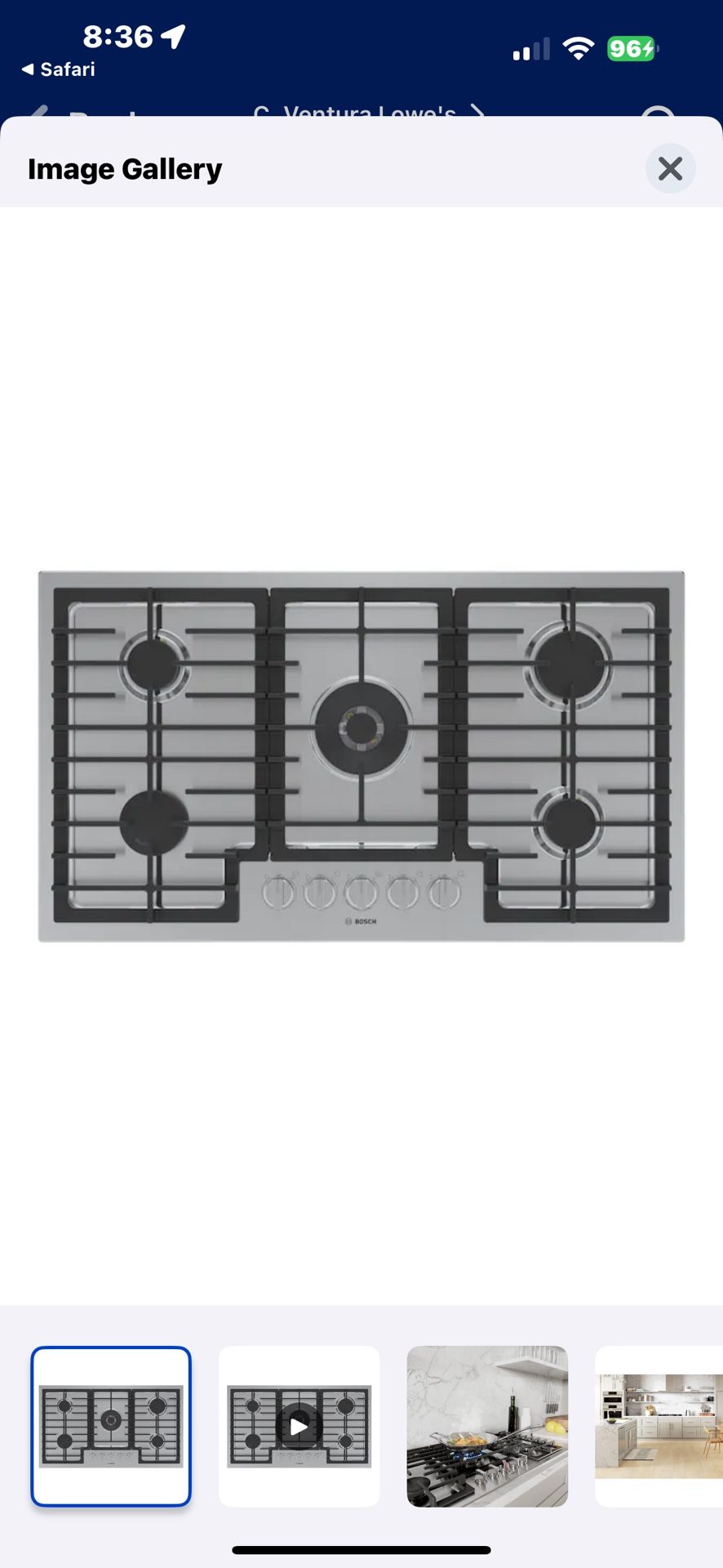 NEW 36”BOSCH 800 Series 5 BURNER GAS COOKTOP IN BOX 4/16/25