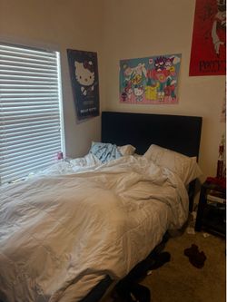 Full Black Upholstered Platform Storage Bed Frame