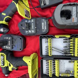 Ryobi Impact Drill Set W/ Extra Battery, Charger And Flashlight