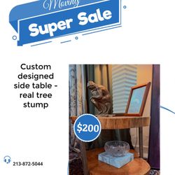 Custom Made Natural Edge Wood End Table 