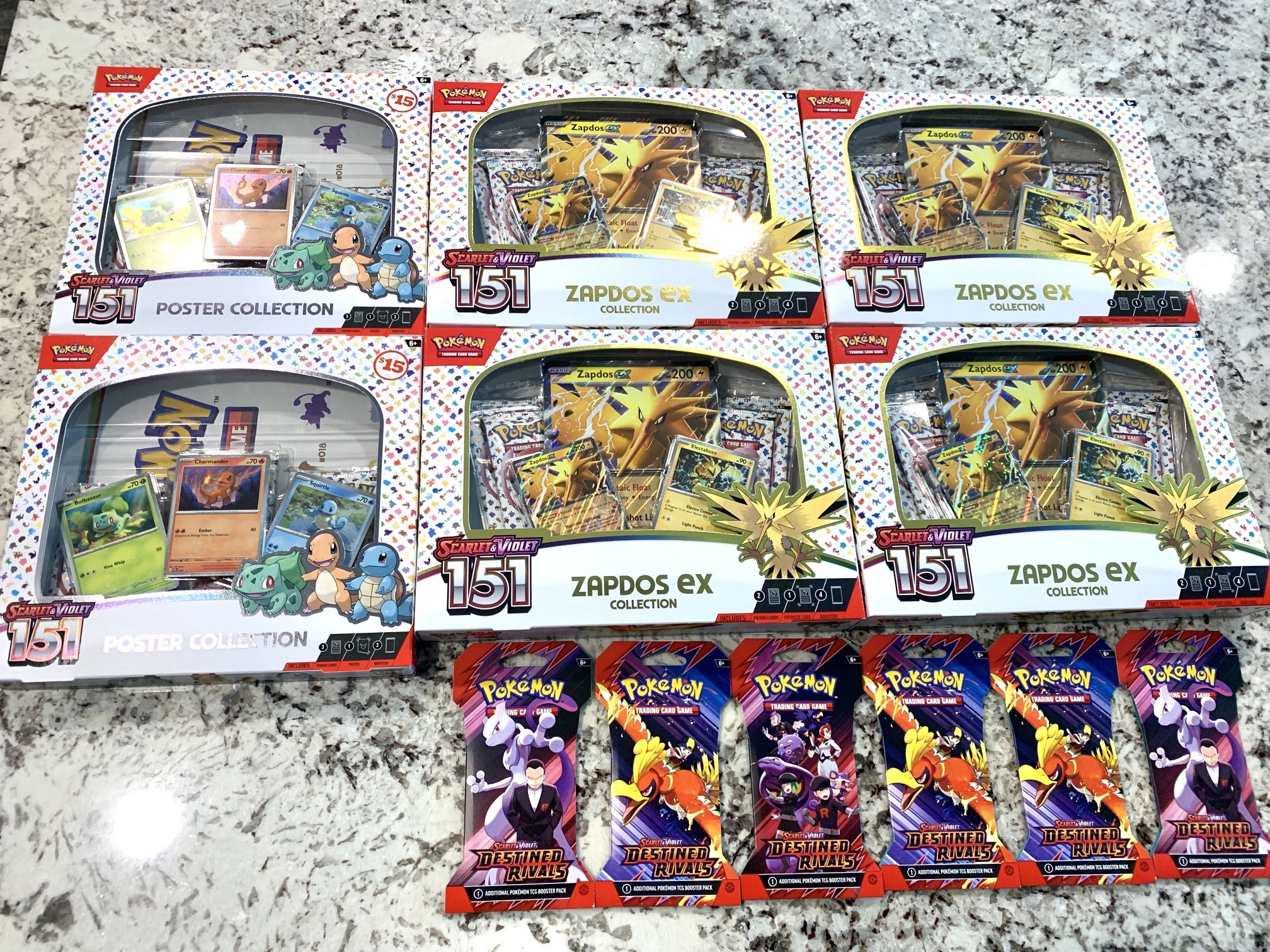 Pokémon 151 Zapdos Ex Collection, Poster Collection Box & Destined Rivals Singles Sleeves