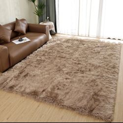 Latepis Camel Faux Sheepskin Rug 6x9 Beige