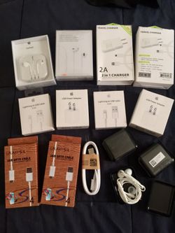 ORIGINAL APPLE HEADPHONES AND IPHONE CHARGERS and ORIGINAL SAMSUNG HEADPHONES and chargers