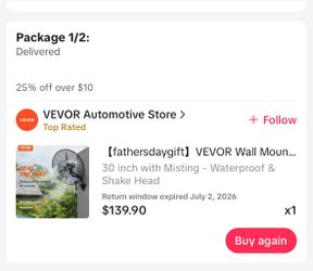 VEVOR 30-Inch Wall Mount Misting Fan