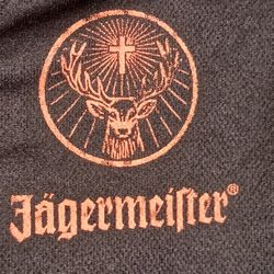 Jagermeister Women's Jersey Yard Line Shirt Size S/M Black Orange Logo 