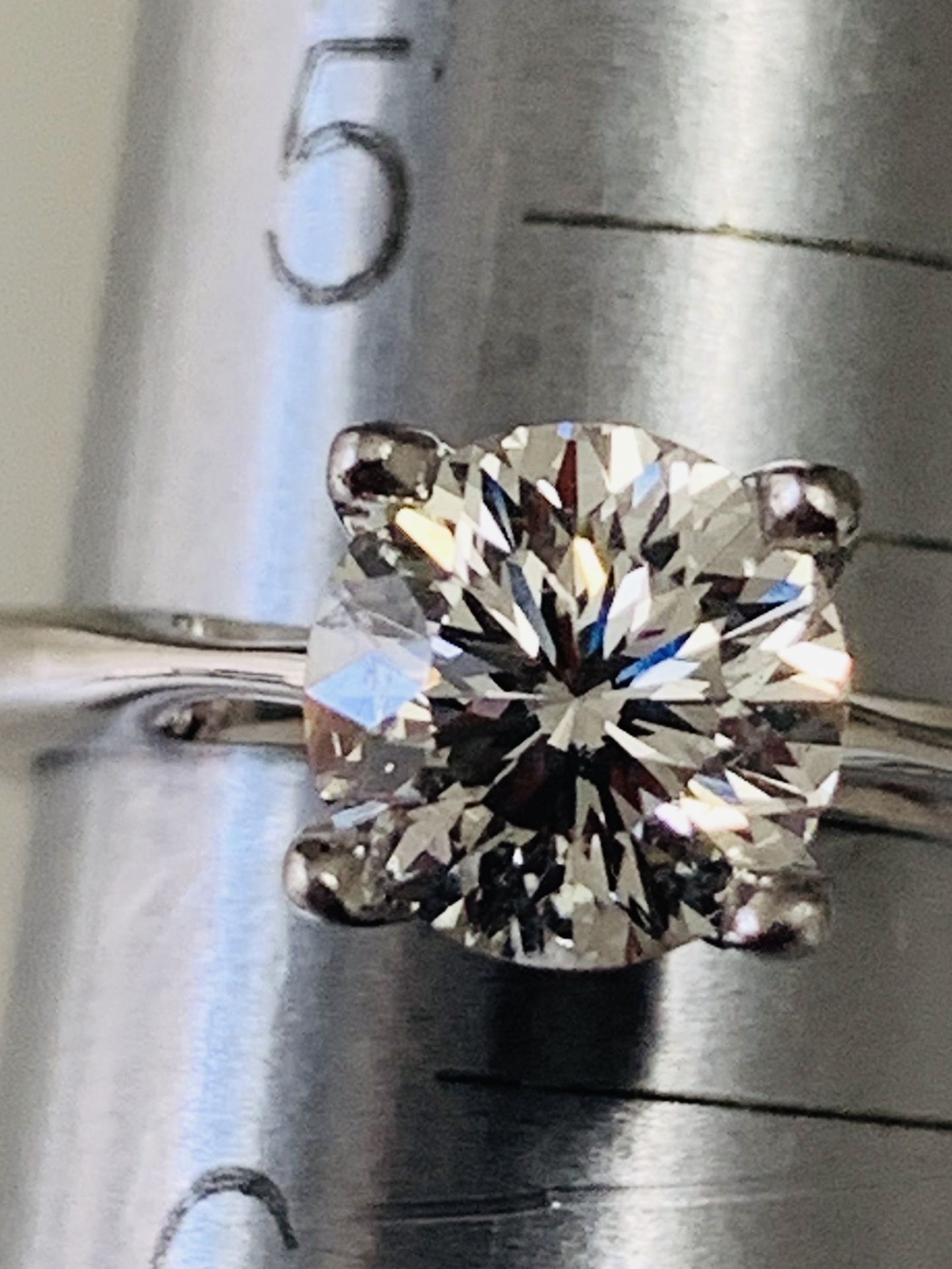 One Carat Certified Round Celebration Diamond, 18K WG, 101 Facets,