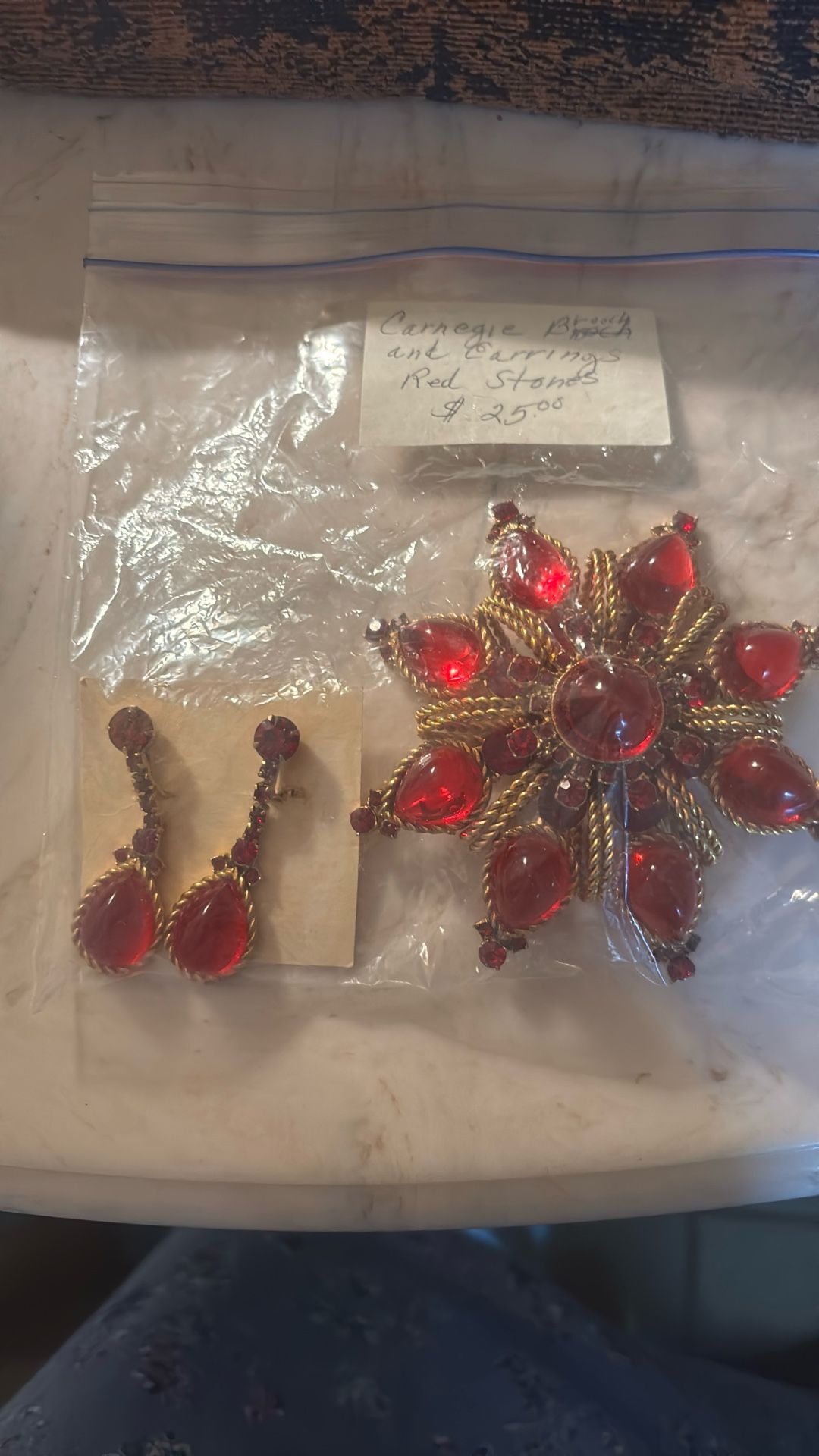 Carnegie Brooch and Earrings