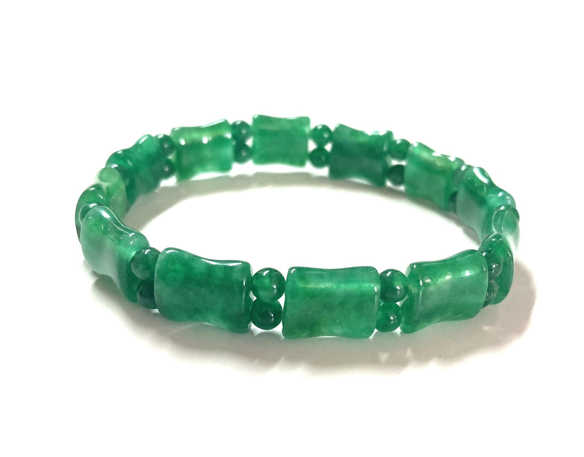 Green Jade jadeite bamboo bracelet bangle 3.5-4 inches