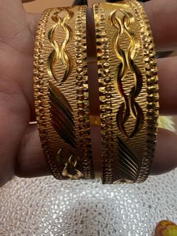 14mm thick beautiful diamond bangle medium size set of 2