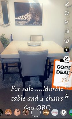 Marble dining room table and chairs