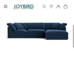 Joybird Bryant Marine Blue Fabric 3 Seater Sectional Sofa