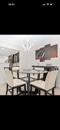 Round Glass Dining Table For 4 With Bar Table