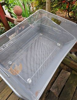 4 metal baskets with slider guide, holds lots for storage, potted garden, window ledge garden, etc.
