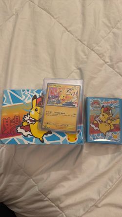 Pokemon Pikachu 2026 Worlds Winner Promo deck box and sleeves kit
