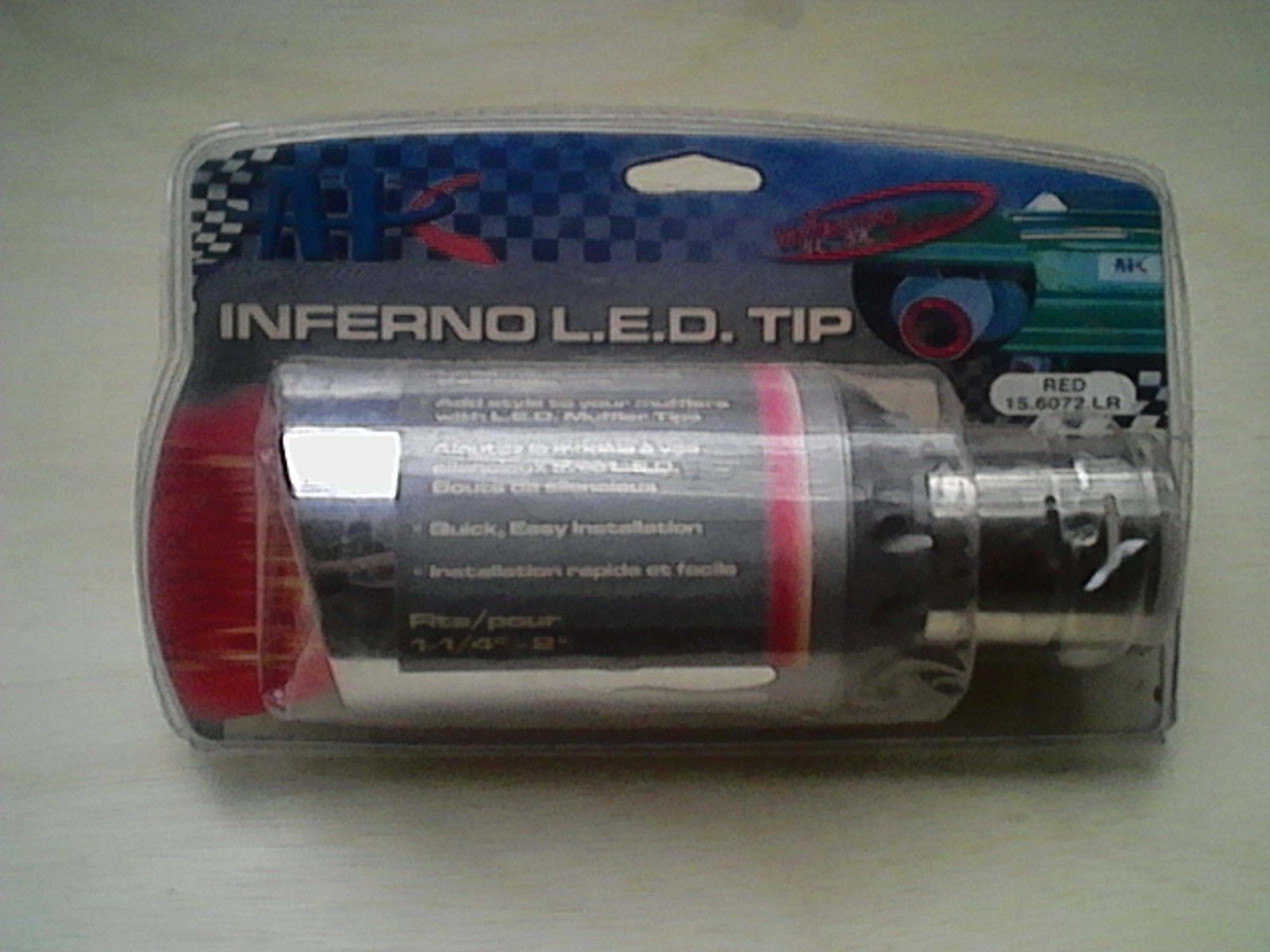 NEW INFERNO APC RED COLOR LED EXHAUST PIPE TAIL MUFFLER TIP FLAME STAINLESS STEEL ADAPTER KIT - RUNS ON 12 VOLT SYSTEM