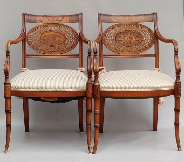 SET OF 4 ROBERT W. IRWIN REGENCY-STYLE HAND-PAINTED CHAIRS
