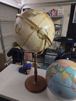 2 vintage globe globes maps