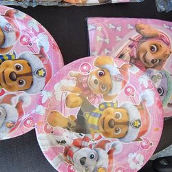 Paw Patrol Pink Birthday Set Plates Napkins Tablecloth