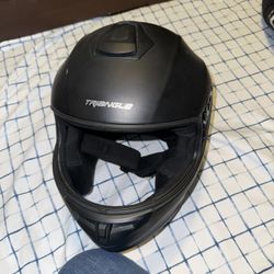 Men’s Jet Black Triangle Brand Motorcycle Helmet Motorbike Helmet Without Visor Size Large