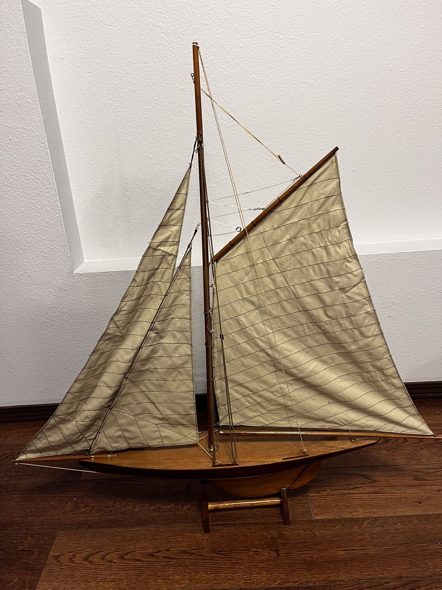 Wood/Cloth Sailing Ship. 36”t X 36”w