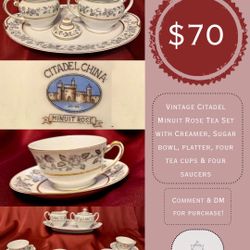 Vintage Citadel Minuit Rose Tea Set