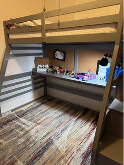 Kids bunk bed with desk