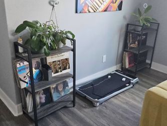 2 Grey & Black Metal bookshelves