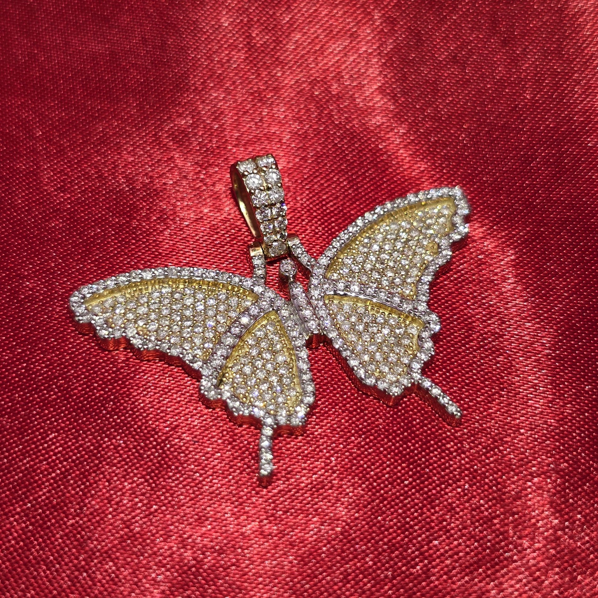 10k Yellow Gold Diamond Butterfly Pendant 1.46 ctw