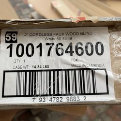 2” cordless faux wood blinds white 60.5 X48 