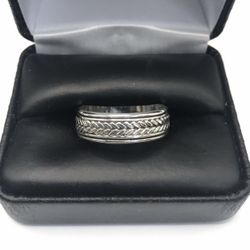 925 Sterling Silver Spinner braided Band Men’s Ring Size 12