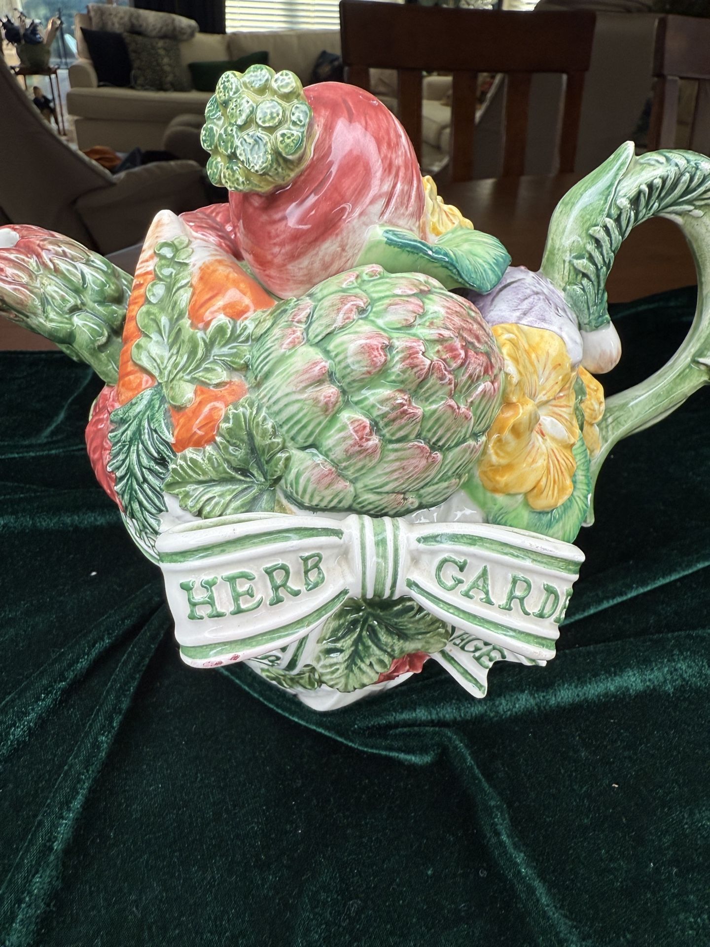 VTG Fitz and Floyd Herb Garden Collectors Tea Pot 1996 Vegetable Market Teapot