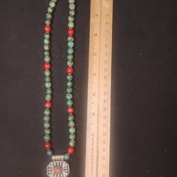 Vintage Tibetan Prayer Box Turquoise And Coral 