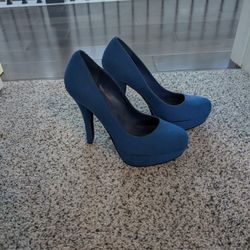 Purple-ish Blue 5" Suede Heel Pump
