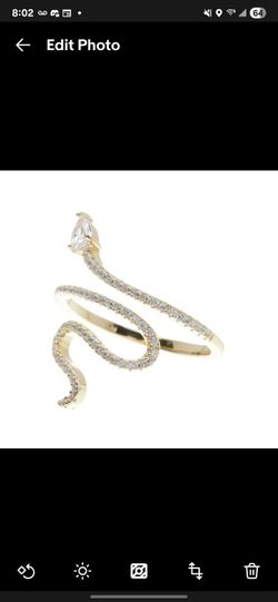 14K Gold Plated Swarovski Crystal Accented Winding Snake Ring