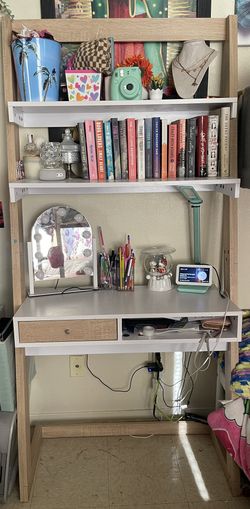White And Beige Ladder Desk