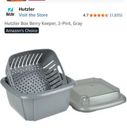 2 Berry boxes. Grey. One small pint size. One larger size. Used twice. MOVING SALE