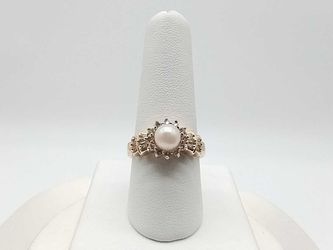 0.42 Dwt Diamond 4.4 Grams Yellow Gold Lady's Ring 14k Size 8 Jg0625oromia