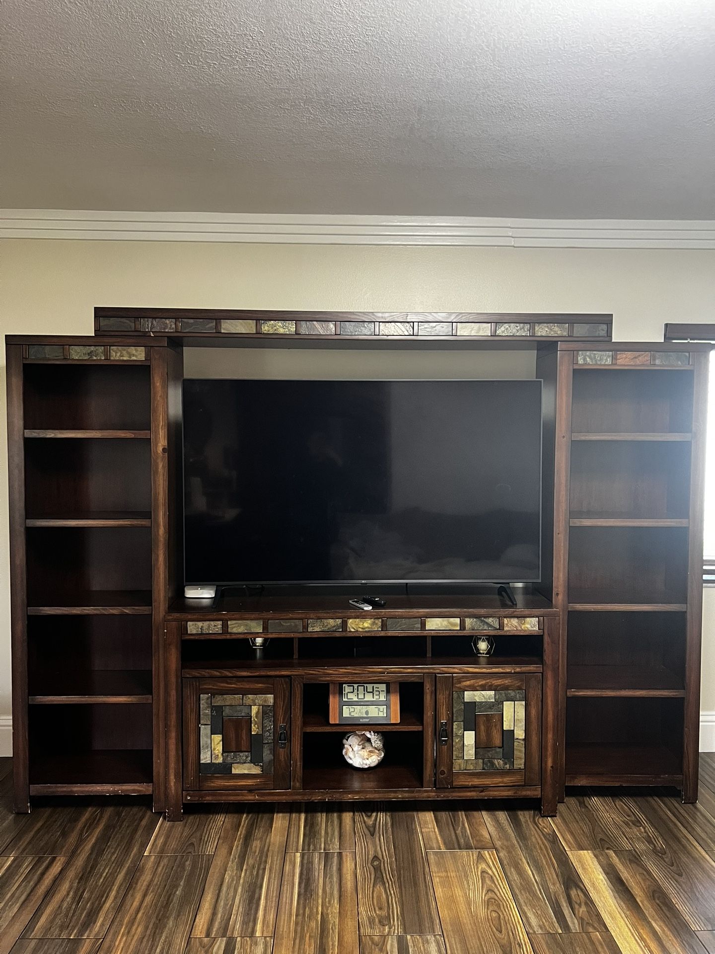 ashly collection 4-Piece Entertainment Center with 75” tv stand 108’ x 77.5” x 16 “