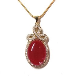 Red jade jadeite unique color pendant oval circle necklace