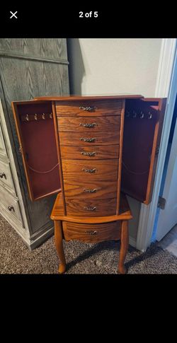 Wooden Standing Jewelry Armoire